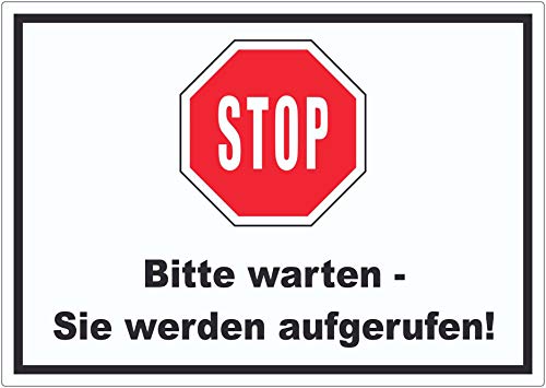 Stop Bitte warten Sie werden aufgerufen Aufkleber A2 (420x594mm) von HB-Druck