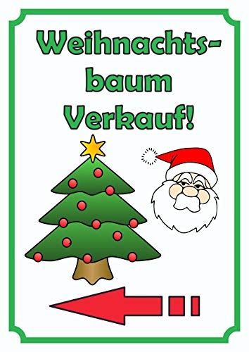 Verkaufsschild Schild Weihnachtsbaum Hochkant mit Pfeil links A6 (105x148mm) von HB-Druck