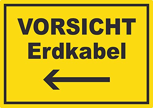 Vorsicht Erdkabel mit Richtungspfeil links Aufkleber A9 (37x52mm) von HB-Druck