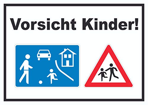 Vorsicht Kinder Spielstrasse Schild A3 (297x420mm) von HB-Druck