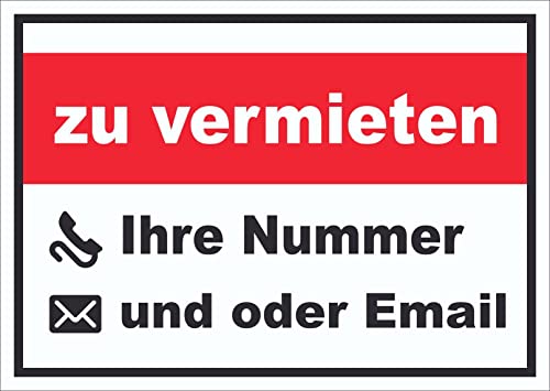 zu vermieten Schild mit Wunschtext A3 von HB-Druck