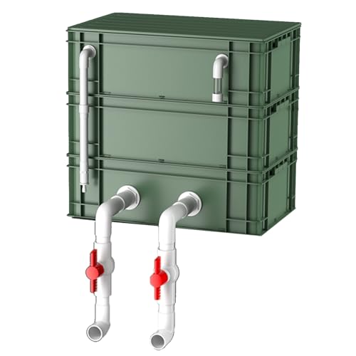 Aquarium-Filter Externer Wasserumschlagkasten, Externer 2/3-stufiger Aquarium-Teichfilterkasten, rot, mehrere Größen, ohne Pumpe und Filtermedien(15.75x11.81x19.69in/40x30x50CM) von HBALDTEDC