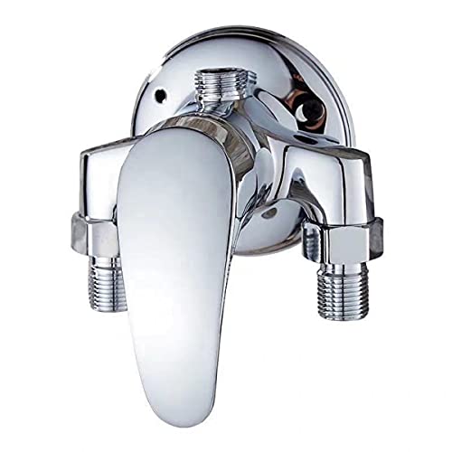 Bad-Dusch-Mischbatterie, Mischbatterie, Wandmontierter Messing-Duschmischhahn for Badezimmer, Einhebel-Kalt- und Warmwasserhahn, Chrom von HBALDTEDC