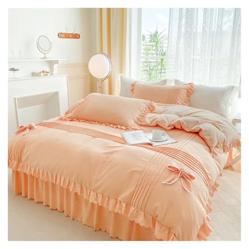 Bettwäsche mit Spitzenbesatz Bettbezug, Baumwoll-Bettbezug-Set, 3er-Pack, mehrfarbig, mehrere Größen(8,King 220x240cm) von HBALDTEDC