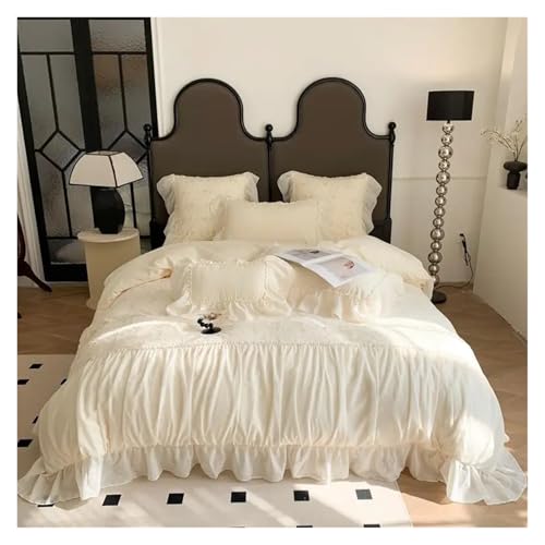 Bettwäsche mit Spitzenbesatz Bettbezug, Mädchen-Bettbezug-Set, mehrfarbig, mehrere Größen, 4er-Pack(Color 3,Double 200X200cm4Pcs) von HBALDTEDC