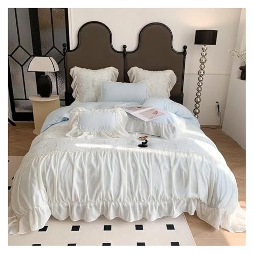 Bettwäsche mit Spitzenbesatz Bettbezug, Mädchen-Bettbezug-Set, mehrfarbig, mehrere Größen, 4er-Pack(Color 4,Queen 200X230cm 4Pcs) von HBALDTEDC