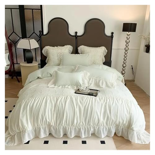 Bettwäsche mit Spitzenbesatz Bettbezug, Mädchen-Bettbezug-Set, mehrfarbig, mehrere Größen, 4er-Pack(Color 5,Double 200X200cm4Pcs) von HBALDTEDC