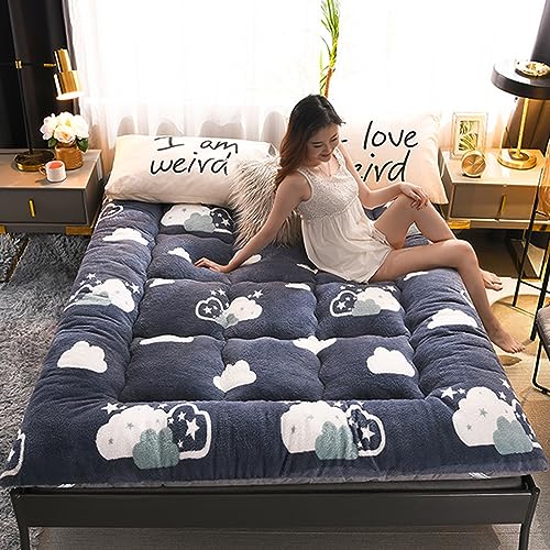 Boden Futon Matratze, Japanische Futon-Matratze, 4,3 Zoll, dicke Boden-Tatami-Matte, mehrfarbig, mehrere Größen(Clouds,King) von HBALDTEDC