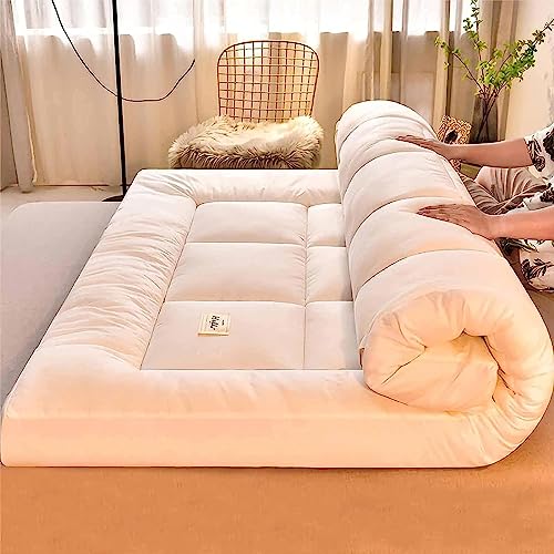 Boden Futon Matratze, Japanische Futon-Matratze, 4,3 Zoll, dicke Boden-Tatami-Matte, mehrfarbig, mehrere Größen(White,Queen) von HBALDTEDC