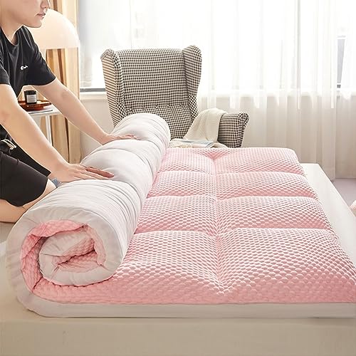 Boden Futon Matratze, Japanische Futon Matratze Boden Isomatte Camping Bett Multicolor Mehrere Größen(Pink,90x200cm) von HBALDTEDC