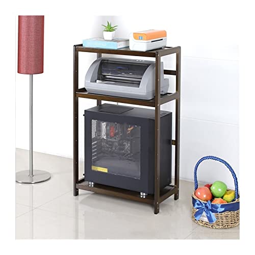 Computer CPU Tower Stand Trolley， 3-stufiger Bambusständer for PC-Tower und Drucker mit Stauraum, mehrfarbig, mehrere Größen(Bruin,59 * 26 * 81cm) von HBALDTEDC