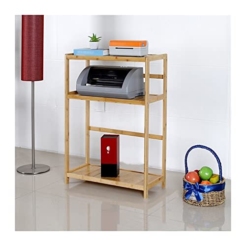 Computer CPU Tower Stand Trolley， 3-stufiger Bambusständer for PC-Tower und Drucker mit Stauraum, mehrfarbig, mehrere Größen(Natural,59 * 26 * 81cm) von HBALDTEDC
