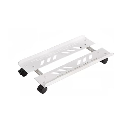 Computer CPU Tower Stand Trolley， CPU-Halter mit Breitenverstellung und Lenkrollen Schwarz Weiß(White) von HBALDTEDC