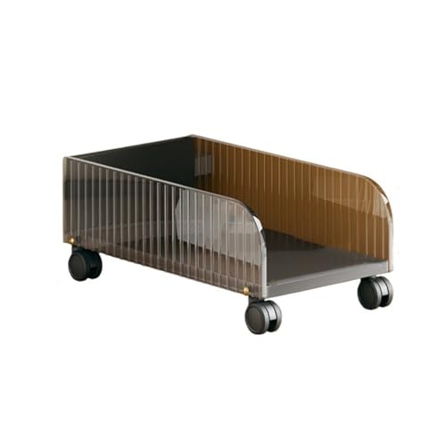 Computer CPU Tower Stand Trolley， CPU-Ständer aus Holz und Acryl mit rollenden Lenkrollen for unter dem Schreibtisch, mehrfarbig(Black) von HBALDTEDC