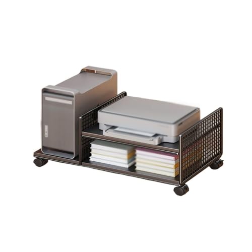 Computer CPU Tower Stand Trolley， Mobiler CPU- und Druckerständer mit Feststellrollen-Lagerregal Multicolor(Black) von HBALDTEDC