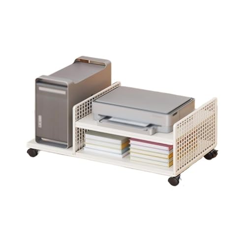 Computer CPU Tower Stand Trolley， Mobiler CPU- und Druckerständer mit Feststellrollen-Lagerregal Multicolor(White) von HBALDTEDC