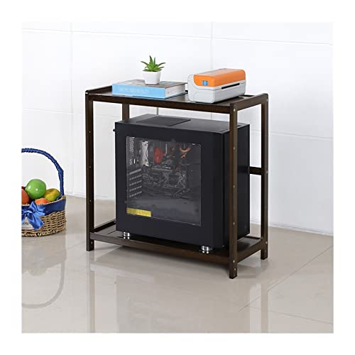 Computer CPU Tower Stand Trolley， PC-Tower-Ständer aus Bambus mit 2-stufiger Aufbewahrung, mehrfarbig, mehrere Größen(Bruin,59 * 26 * 56cm) von HBALDTEDC