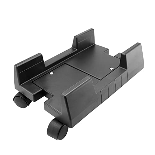 Computer CPU Tower Stand Trolley， Universal PC Tower Bodenständer mit Rollen Lenkrollen CPU Halter Wagen Schwarz/Weiß(Black) von HBALDTEDC