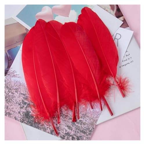 Craft Bunte Federn, Bastelfedern, 15–20 cm, 6–8 Zoll, mehrfarbig, mehrere Packungsgrößen(Red,20pcs) von HBALDTEDC