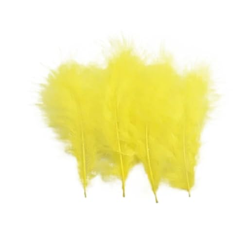 Craft Bunte Federn, Bastelfedern for Schmuck, Bastelzubehör, 20er- oder 100er-Pack, mehrfarbig, 10–15 Zentimeter(Yellow,100 Pcs) von HBALDTEDC