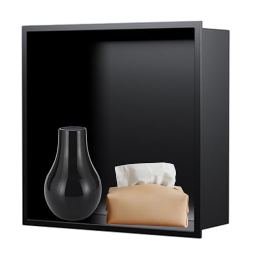 Einbauregal Dusche Nische Alcove， 304 Edelstahl Quadrat Dusche Nische Badezimmer Lagerregal Wasserdicht Rostfrei Multicolor(Black) von HBALDTEDC
