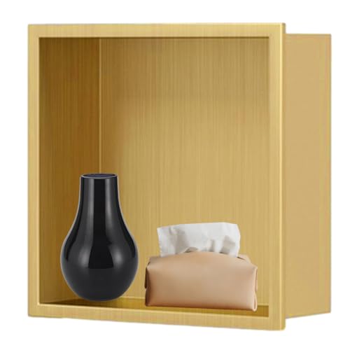 Einbauregal Dusche Nische Alcove， 304 Edelstahl Quadrat Dusche Nische Badezimmer Lagerregal Wasserdicht Rostfrei Multicolor(Gold) von HBALDTEDC