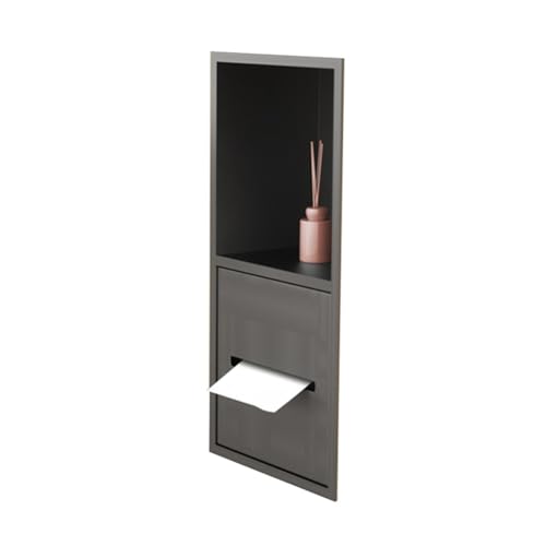 Einbauregal Dusche Nische Alcove， Duschnische aus Edelstahl mit Taschentuchaufbewahrung in Grau und Schwarz, mehrere Größen(Black,40x12x12.5cm) von HBALDTEDC