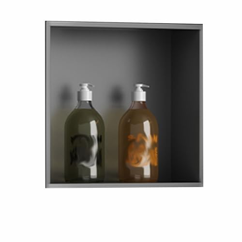 Einbauregal Dusche Nische Alcove， Edelstahl-Dusche-Nische, wasserdicht, versenktes Regal, mehrere Größen, Gold, Schwarz, Weiß(Black,32x32cm) von HBALDTEDC