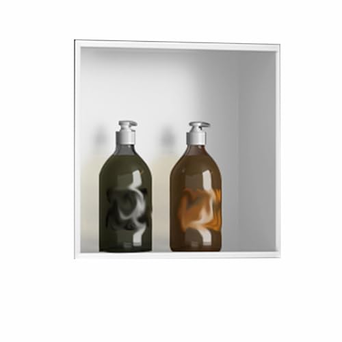 Einbauregal Dusche Nische Alcove， Edelstahl-Dusche-Nische, wasserdicht, versenktes Regal, mehrere Größen, Gold, Schwarz, Weiß(White,32x32cm) von HBALDTEDC