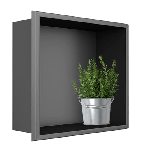 Einbauregal Dusche Nische Alcove， Edelstahl-Duschnische, wasserdicht, eingebautes Badezimmerregal, rostbeständig, 4 Farben(Grey) von HBALDTEDC