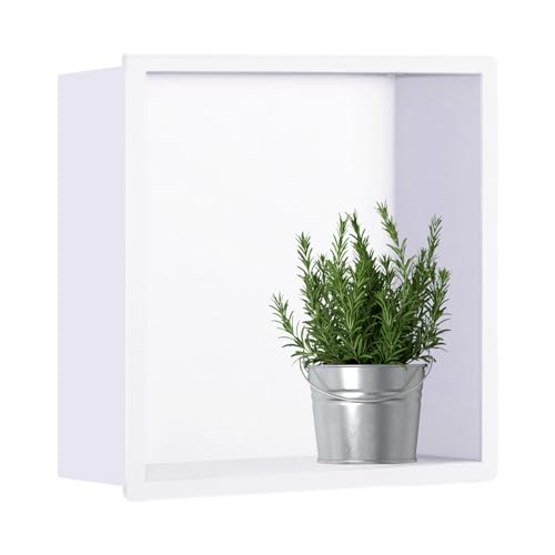 Einbauregal Dusche Nische Alcove， Edelstahl-Duschnische, wasserdicht, eingebautes Badezimmerregal, rostbeständig, 4 Farben(White) von HBALDTEDC