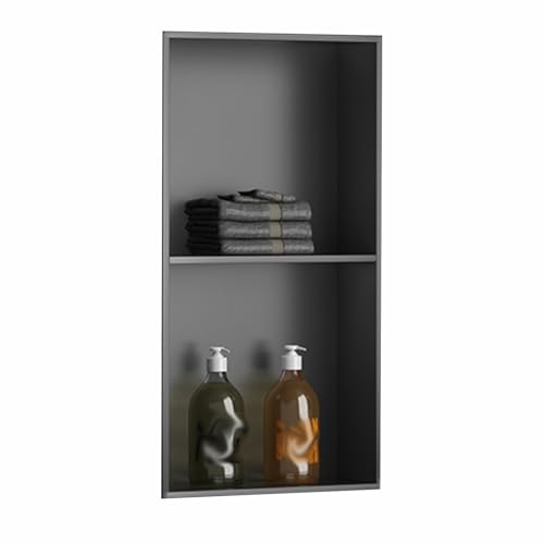 Einbauregal Dusche Nische Alcove， Edelstahl-Duschnische, wasserdicht, versenktes Regal, Badezimmer-Aufbewahrung, mehrfarbig, mehrere Größen(Black,30x68cm) von HBALDTEDC