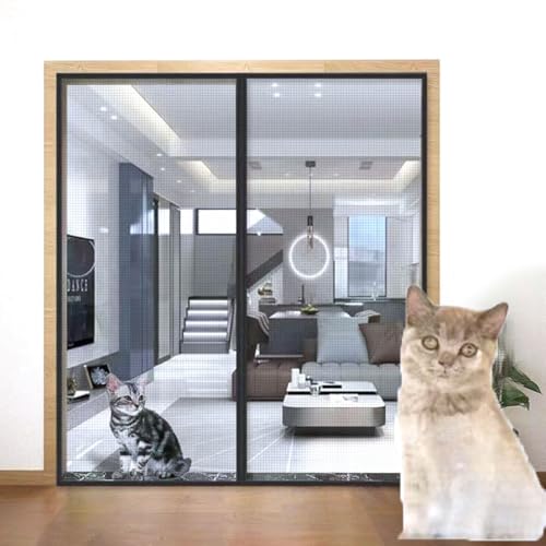 Fliegengitter Türen Netze Mesh, Fliegengittertür for Balkon, Terrasse, Wohnzimmer, Haustierschutz, Schwarz, mehrere Größen(80x210cm) von HBALDTEDC