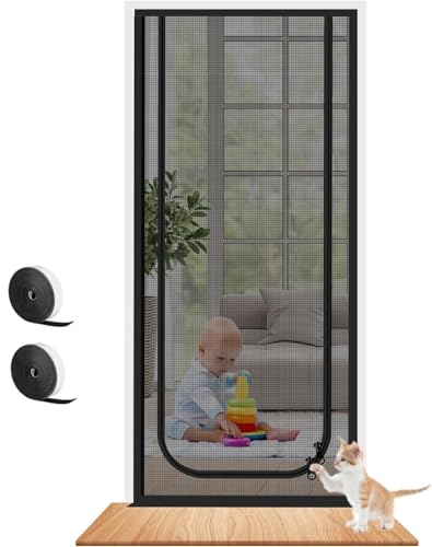 Fliegengitter Türen Netze Mesh, Fliegengittertür for Haustiere, Schwarz, mehrere Größen(110x220cm) von HBALDTEDC