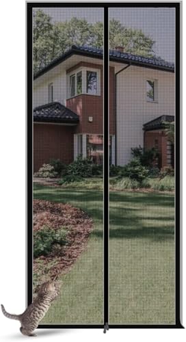 Fliegengitter Türen Netze Mesh, Haustier-Fliegengittertür mit Reißverschluss, Insektenschutz, Moskitonetz for Türen, Balkon, Terrasse, Schwarz, mehrere Größen(100x200cm) von HBALDTEDC