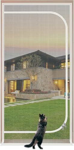 Fliegengitter Türen Netze Mesh, Katzengittertür Weiß Mehrere Größen Balkon Haustierschutz(90x220cm) von HBALDTEDC