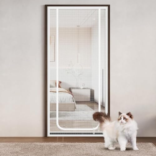 Fliegengitter Türen Netze Mesh, Selbstklebende Reißverschluss-Bildschirmtür Haustierbarriere Insektenschutz Mesh Net Mehrere Größen Weiß(110x220cm) von HBALDTEDC