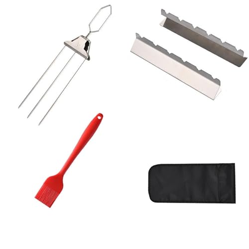 Grill Netz Rack Korb Barbecue， Edelstahl Grill Mesh BBQ Spieße 3-Pack for Fleisch Gemüse Obst Wiederverwendbare 3-Headed(1 Set (4pcs)) von HBALDTEDC