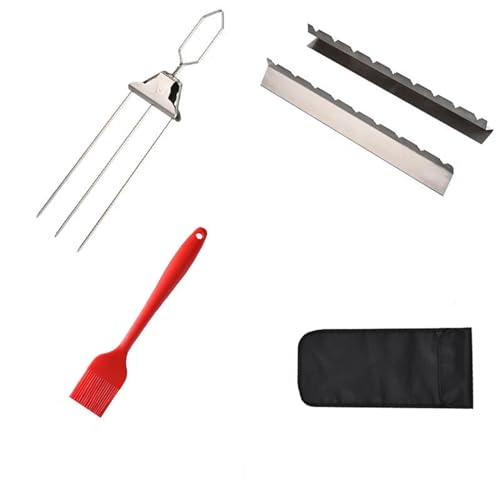 Grill Netz Rack Korb Barbecue， Edelstahl Grill Mesh BBQ Spieße 3-Pack for Fleisch Gemüse Obst Wiederverwendbare 3-Headed(1 Set (5pcs)) von HBALDTEDC