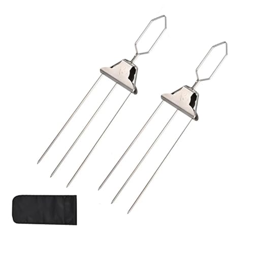 Grill Netz Rack Korb Barbecue， Edelstahl Grill Mesh BBQ Spieße 3-Pack for Fleisch Gemüse Obst Wiederverwendbare 3-Headed(Barbecue Fork B) von HBALDTEDC