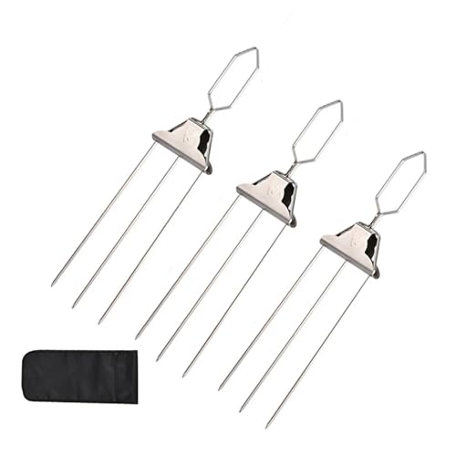Grill Netz Rack Korb Barbecue， Edelstahl Grill Mesh BBQ Spieße 3-Pack for Fleisch Gemüse Obst Wiederverwendbare 3-Headed(Barbecue Fork C) von HBALDTEDC