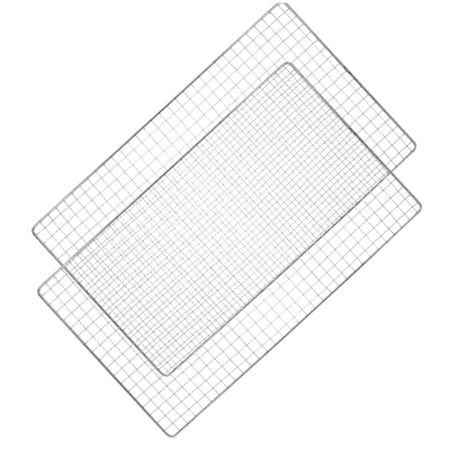 Grill Netz Rack Korb Barbecue， Edelstahl-Grillrost, 2er-Pack, silberfarben, 44 x 26 cm von HBALDTEDC