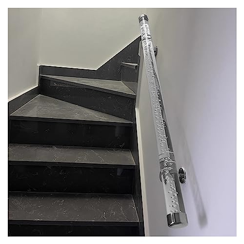 HBALDTEDC Acryl-Handlauf für Treppen, klar 1,6-20 Fuß Acryl-Treppenhandlauf und Haltegriff zur Wandmontage mit Goldener oder silberner Halterung(Silver Bracket,90cm(2.9ft)) von HBALDTEDC