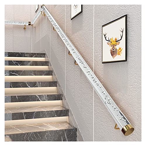 HBALDTEDC Acryl-Handlauf für Treppen, klar Treppenhandlauf aus Acryl mit Goldener oder silberner Halterung, mehrere Größen, Packung mit 1, 2 oder 3 Abschnitten(Golden Bracket,3m(9.8ft)) von HBALDTEDC