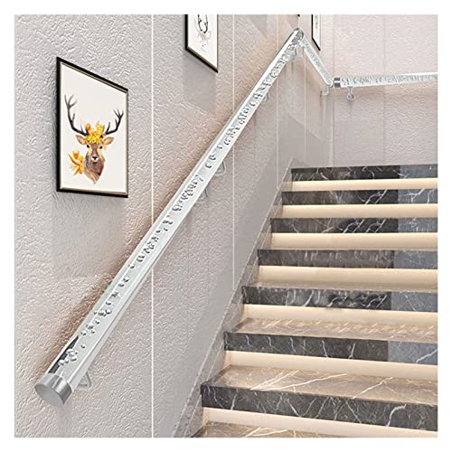 HBALDTEDC Acryl-Handlauf für Treppen, klar Treppenhandlauf aus Acryl mit Goldener oder silberner Halterung, mehrere Größen, Packung mit 1, 2 oder 3 Abschnitten(Silver Bracket,0.8m(2.5ft)) von HBALDTEDC