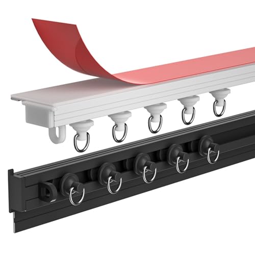 HBALDTEDC Deckenvorhang Schiene Stange Gleitschiene, Selbstklebende Vorhangschiene zur Decken- oder Wandmontage(White,280cm(2 * 140cm)) von HBALDTEDC