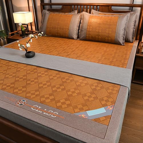 HBALDTEDC Schlafmatte Faltbare Matratzen, Rattan-Eisseide-Schlafmatte mit Kissenbezug for den Heimschlafsaal, Mehrfarbig, mehrere Größen(Brown,80 * 190cm) von HBALDTEDC