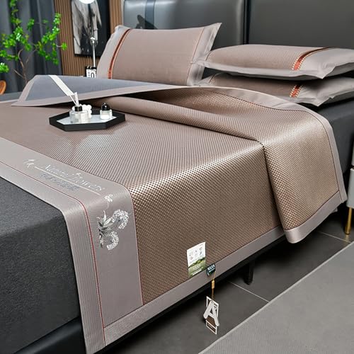 HBALDTEDC Schlafmatte Faltbare Matratzen, Rattan Ice Silk Kühlende Schlafmatte Faltbar Mit Kissenbezug Multicolor Mehrere Größen(Champagne,150 * 200cm) von HBALDTEDC