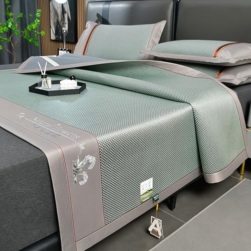 HBALDTEDC Schlafmatte Faltbare Matratzen, Rattan Ice Silk Kühlende Schlafmatte Faltbar Mit Kissenbezug Multicolor Mehrere Größen(Green,200 * 220cm) von HBALDTEDC