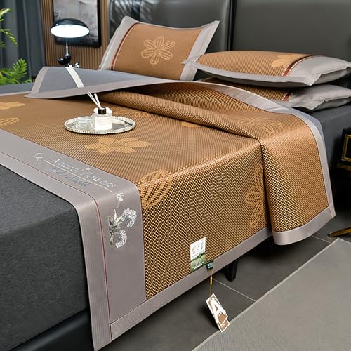 HBALDTEDC Schlafmatte Faltbare Matratzen, Rattan Ice Silk Kühlende Schlafmatte Faltbar Mit Kissenbezug Multicolor Mehrere Größen(Light Coffee,150 * 200cm) von HBALDTEDC